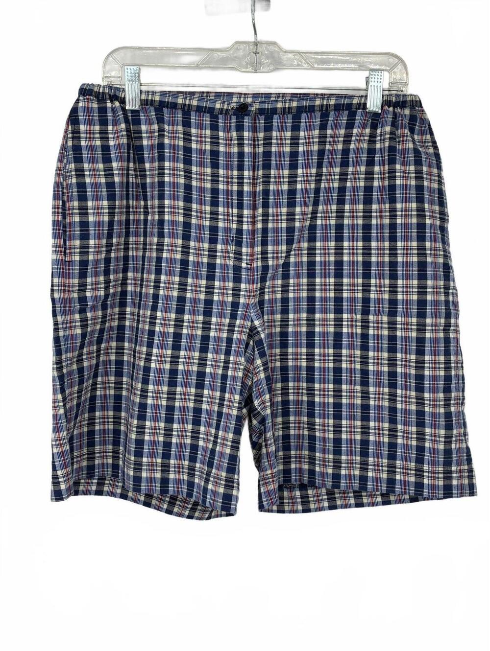Nike Women's Plaid 100% Cotton Casual Golf Shorts Red White Blue Size L